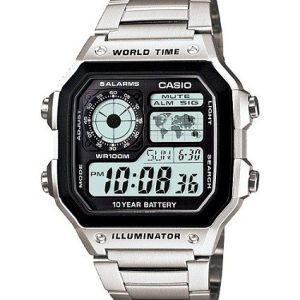 RELOJ CASIO AE-1200WHD-1AVEF PARA HOMBRE, EL RELOJ DE JAMES BOND 007 ACERO WORLD TIME