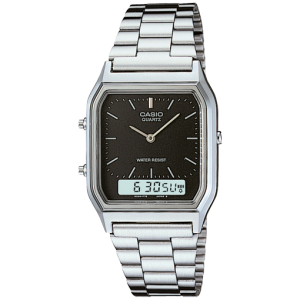 Reloj Casio Retro de Hombre en Acero – Estilo Vintage Analógico-Digital | Esfera Negra AQ-230A-1dMQYES