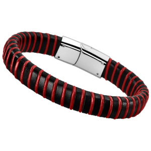 PULSERA LOTUS STYLE HOMBRE CUERO NEGRO-ROJO LS1879/2/2
