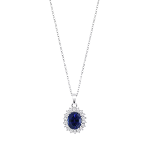 Collar Lotus Silver de mujer, plata piedra azul LP3459/1/1