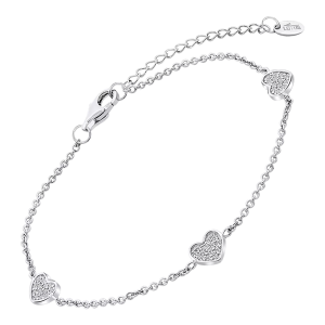 Pulsera Lotus Silver de mujer, plata corazones circonitas LP3586/2/1 Moments