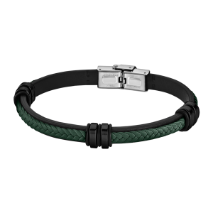 Pulsera Hombre Lotus Style – Cuero Negro y Verde| Estilo Moderno y Elegante LS1829/2/8