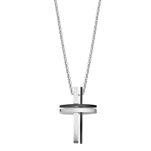 Collar Lotus Style para Hombre - Estilo Moderno - Acero Inoxidable - Cruz Elegante - LS1984/1/1