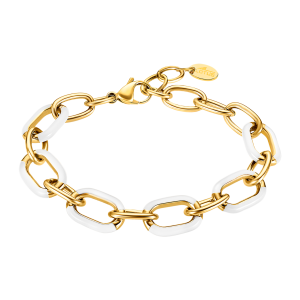 Pulsera Lotus Style Tropical Vibes Mujer | Acero Dorado con Esmalte Blanco Elegante LS2330/2/5