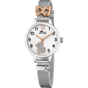 Reloj Lotus de niña comunión con osito en la esfera y correa de malla 18659/4