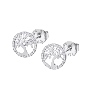 Pendientes árbol de la vida Lotus Silver en plata de ley con circonitas LP1778/4/1