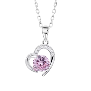 COLGANTE LOTUS SILVER DE MUJER PLATA CON CORAZON Y CIRCONITA ROSA LP3106-1/2