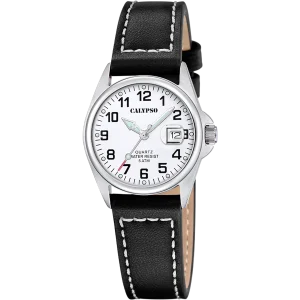 Reloj Calypso de mujer colección Basic, acero inoxidable y correa de piel negra K5871/1