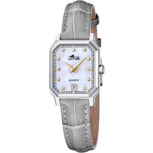 Reloj Lotus de mujer, Rectangular acero extraplano, estilo clásico y elegante, correa piel gris. Ref. 19082/2